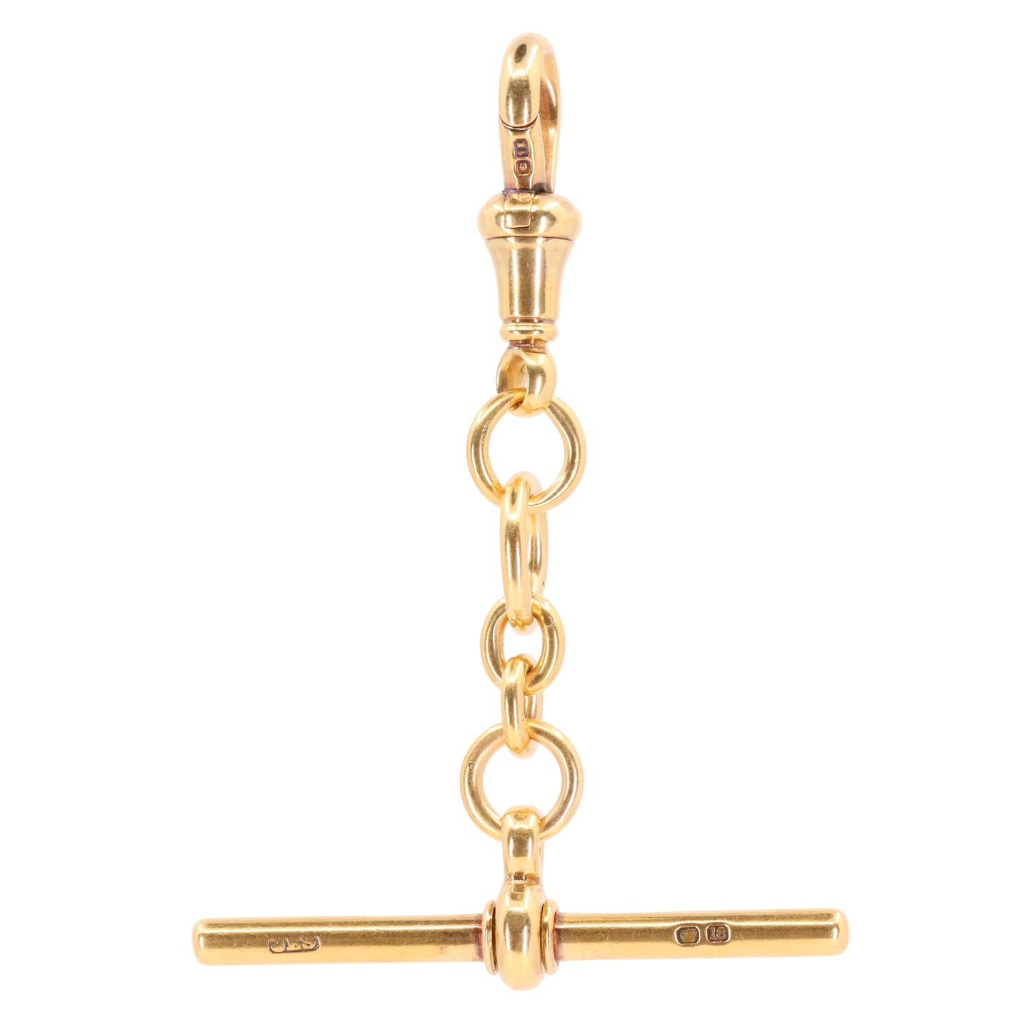 Antique 18ct Hallmarked 2.2 Inch Gold Swivel Dog Clip T Bar Albert Chain Extender Pendant