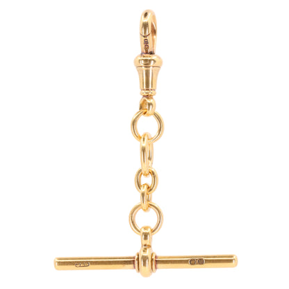Antique 18ct Hallmarked 2.2 Inch Gold Swivel Dog Clip T Bar Albert Chain Extender Pendant