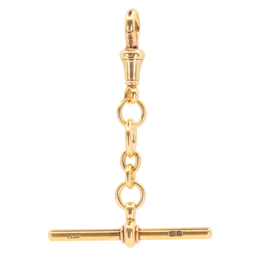 Antique 18ct Hallmarked 2.2 Inch Gold Swivel Dog Clip T Bar Albert Chain Extender Pendant
