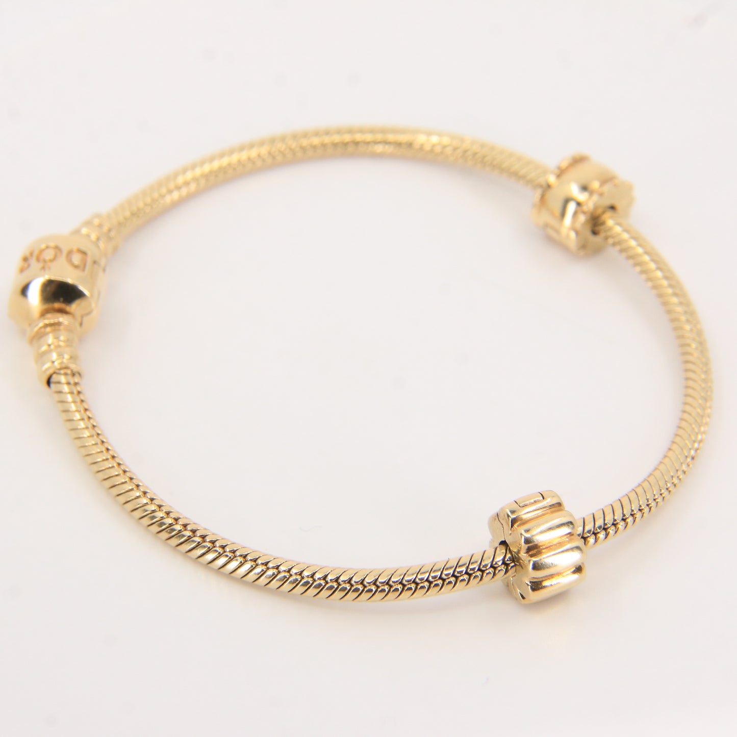 Pandora 14ct Solid Gold Snake Chain Bracelet 19cm Yellow Gold Moments Collection