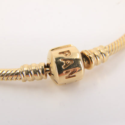 Pandora 14ct Solid Gold Snake Chain Bracelet 19cm Yellow Gold Moments Collection