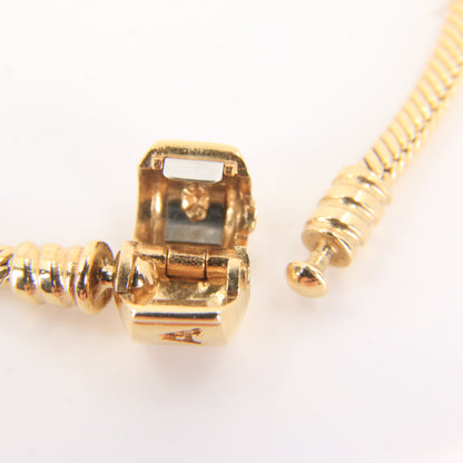 Pandora 14ct Solid Gold Snake Chain Bracelet 19cm Yellow Gold Moments Collection