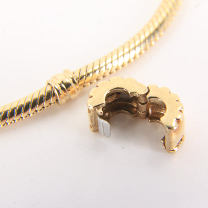 Pandora 14ct Solid Gold Snake Chain Bracelet 19cm Yellow Gold Moments Collection