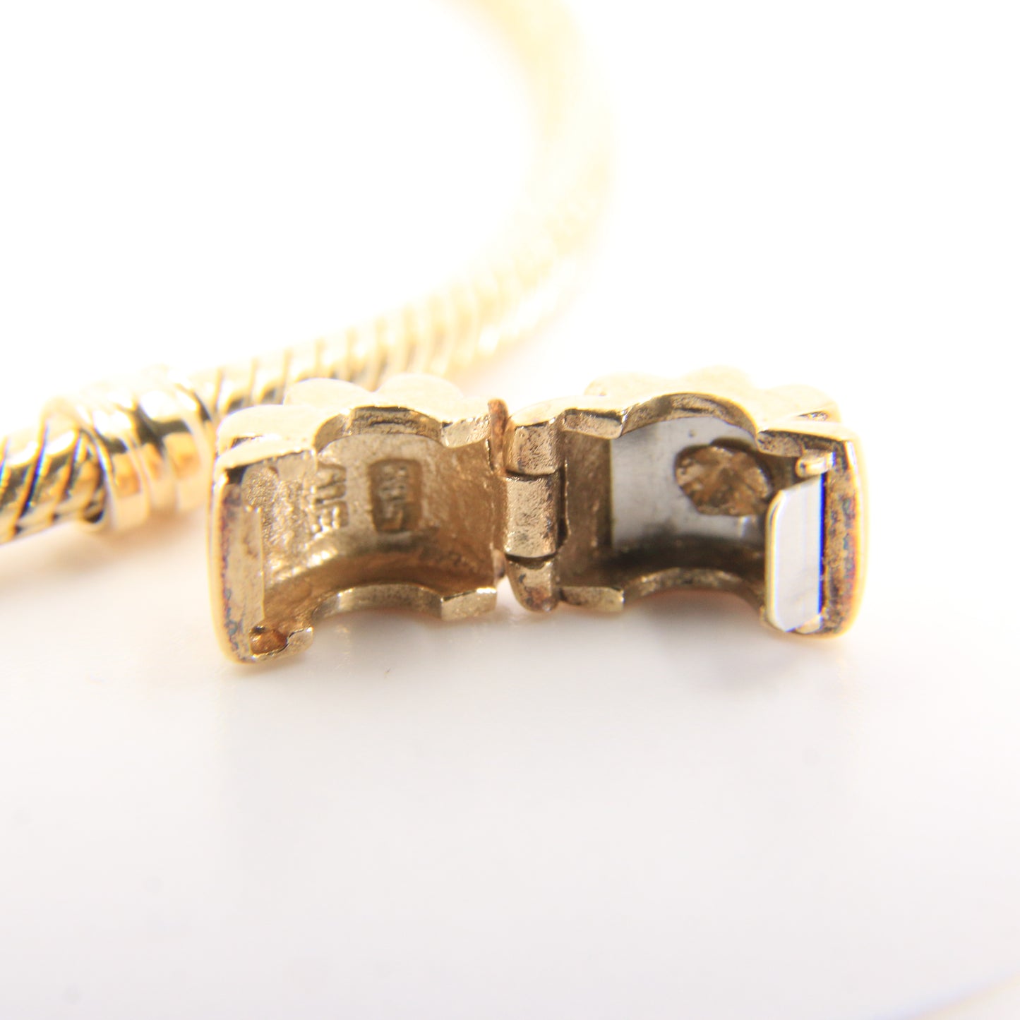 Pandora 14ct Solid Gold Snake Chain Bracelet 19cm Yellow Gold Moments Collection