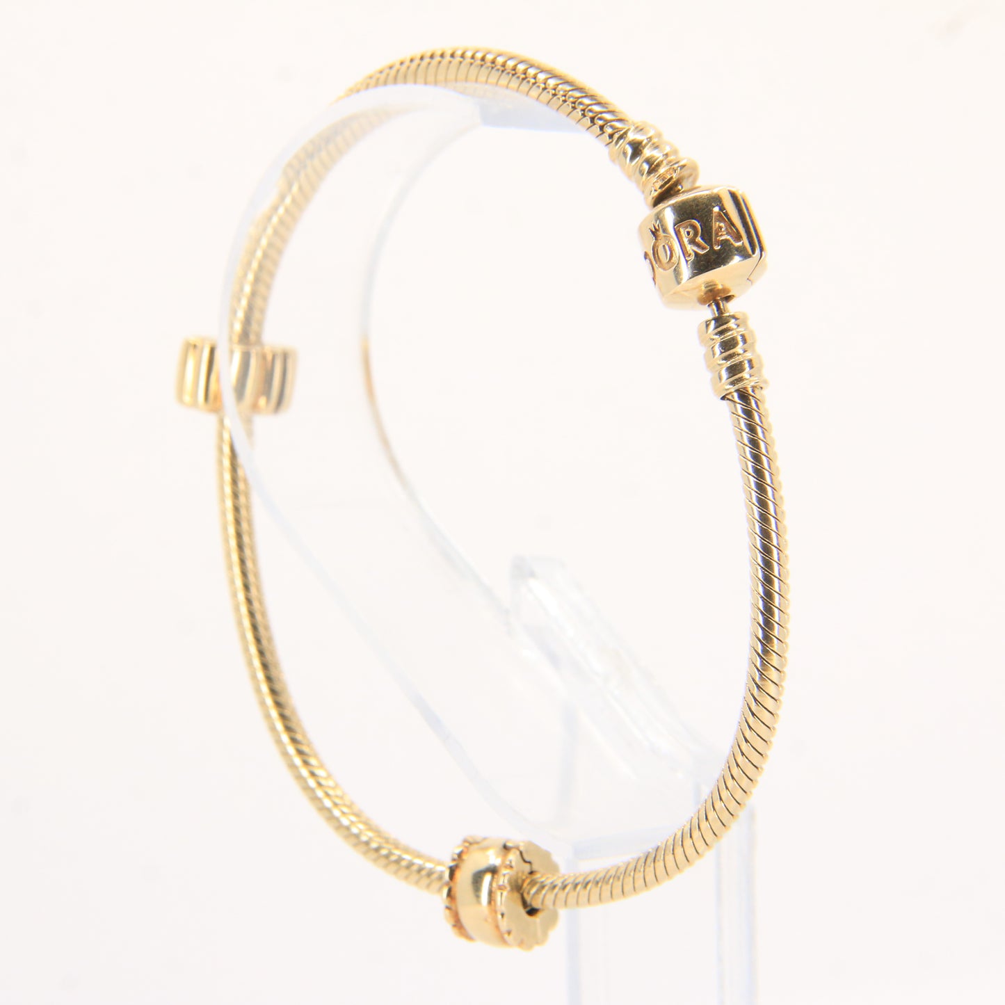 Pandora 14ct Solid Gold Snake Chain Bracelet 19cm Yellow Gold Moments Collection
