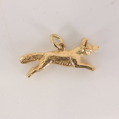 Vintage 9ct Hallmarked Gold Leaping Fox Pendant Charm Wildlife Animal Gift