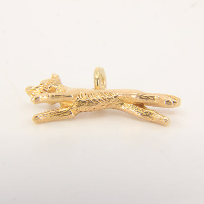 Vintage 9ct Hallmarked Gold Leaping Fox Pendant Charm Wildlife Animal Gift