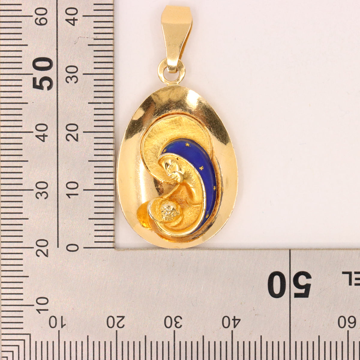 Vintage 18ct Yellow Gold Unoerre Virgin Mary Madonna Religious Pendant Italian