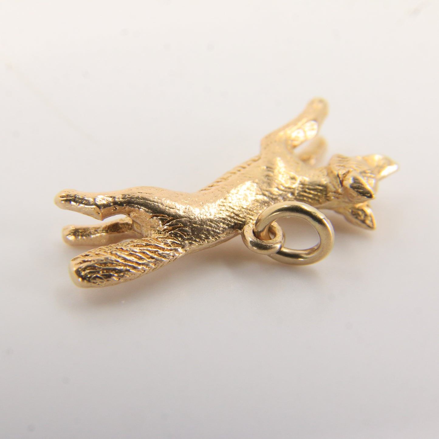 Vintage 9ct Hallmarked Gold Leaping Fox Pendant Charm Wildlife Animal Gift