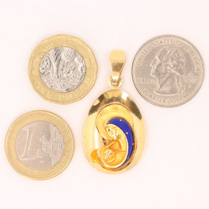 Vintage 18ct Yellow Gold Unoerre Virgin Mary Madonna Religious Pendant Italian