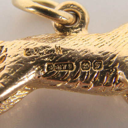 Vintage 9ct Hallmarked Gold Leaping Fox Pendant Charm Wildlife Animal Gift