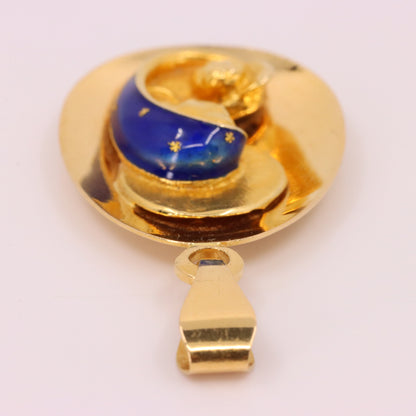 Vintage 18ct Yellow Gold Unoerre Virgin Mary Madonna Religious Pendant Italian