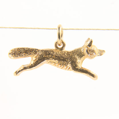 Vintage 9ct Hallmarked Gold Leaping Fox Pendant Charm Wildlife Animal Gift