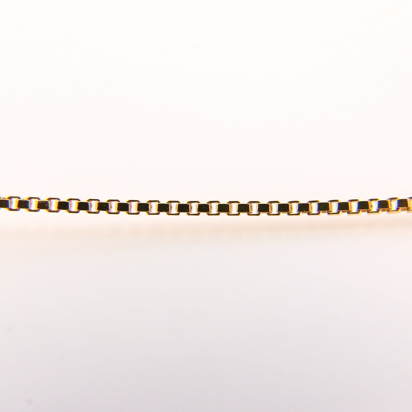 Vintage 9ct 16.5" Hoop Link Box Chain Necklace Hallmarked Yellow Gold Boxed