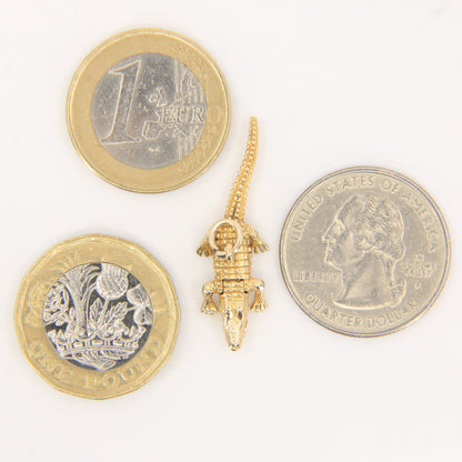 Vintage 9ct Hallmarked Gold Crocodile Pendant Articulated Safari Charm Gift