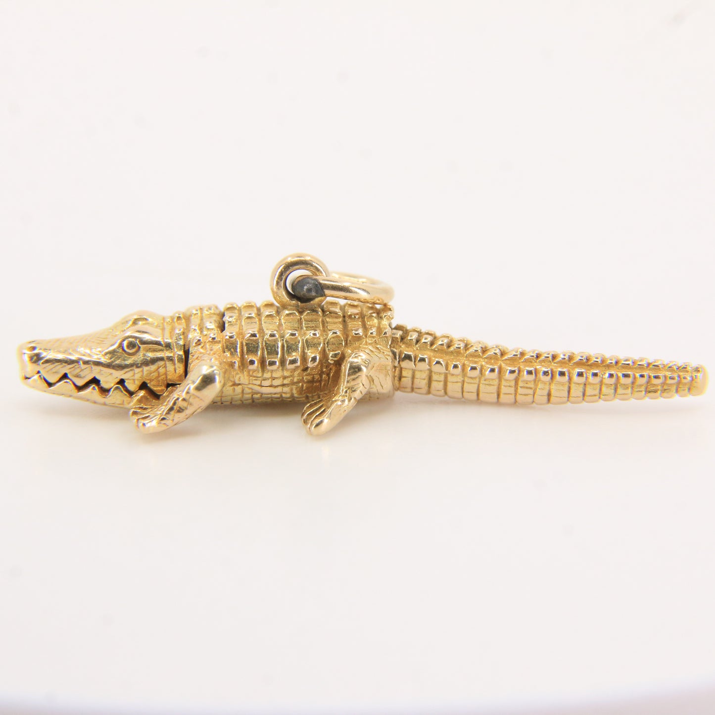 Vintage 9ct Hallmarked Gold Crocodile Pendant Articulated Safari Charm Gift