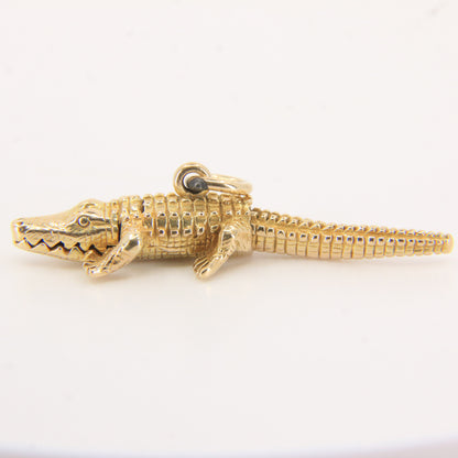 Vintage 9ct Hallmarked Gold Crocodile Pendant Articulated Safari Charm Gift