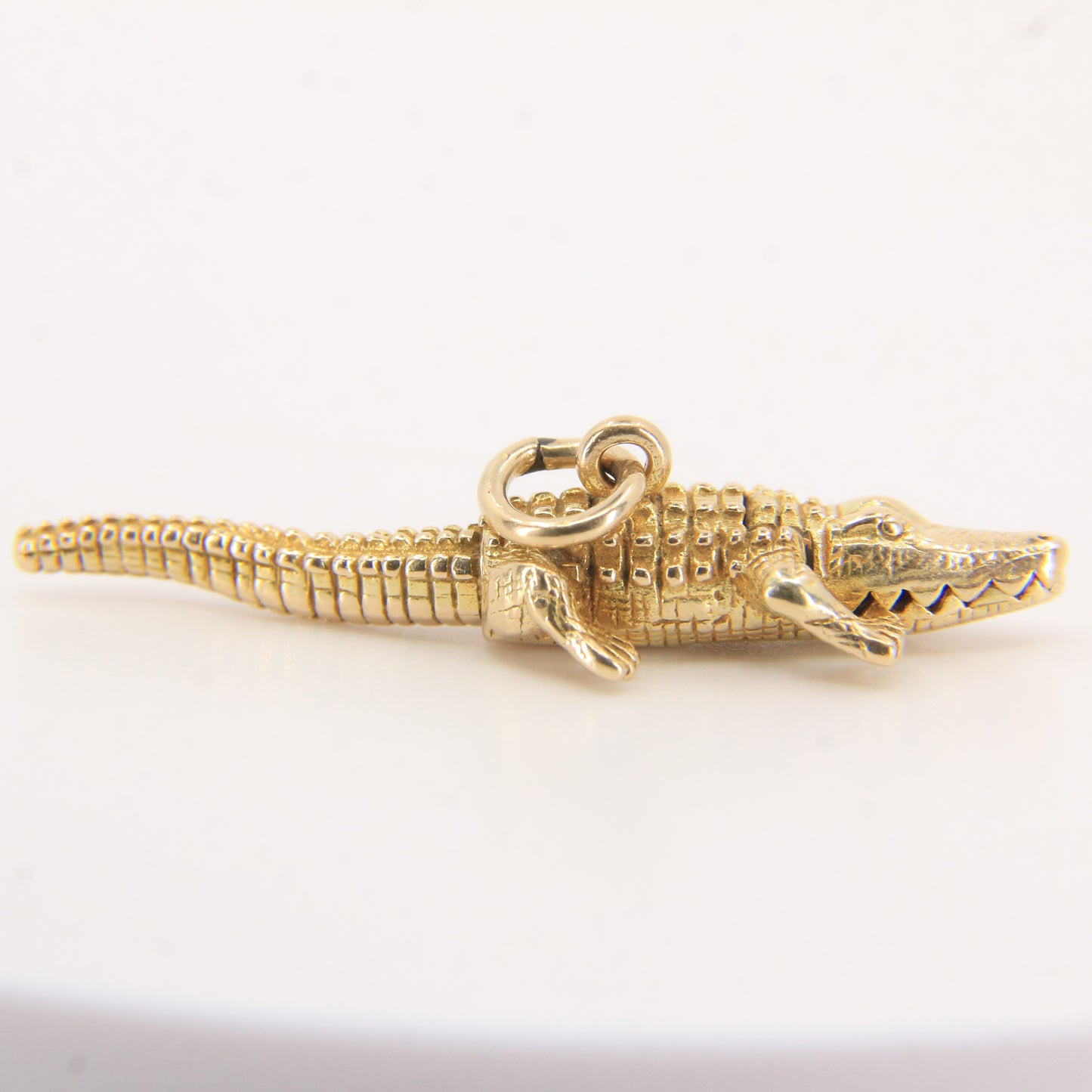 Vintage 9ct Hallmarked Gold Crocodile Pendant Articulated Safari Charm Gift
