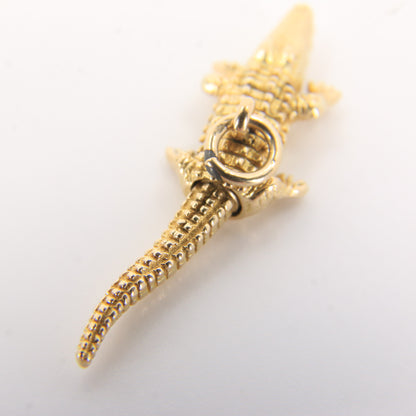 Vintage 9ct Hallmarked Gold Crocodile Pendant Articulated Safari Charm Gift