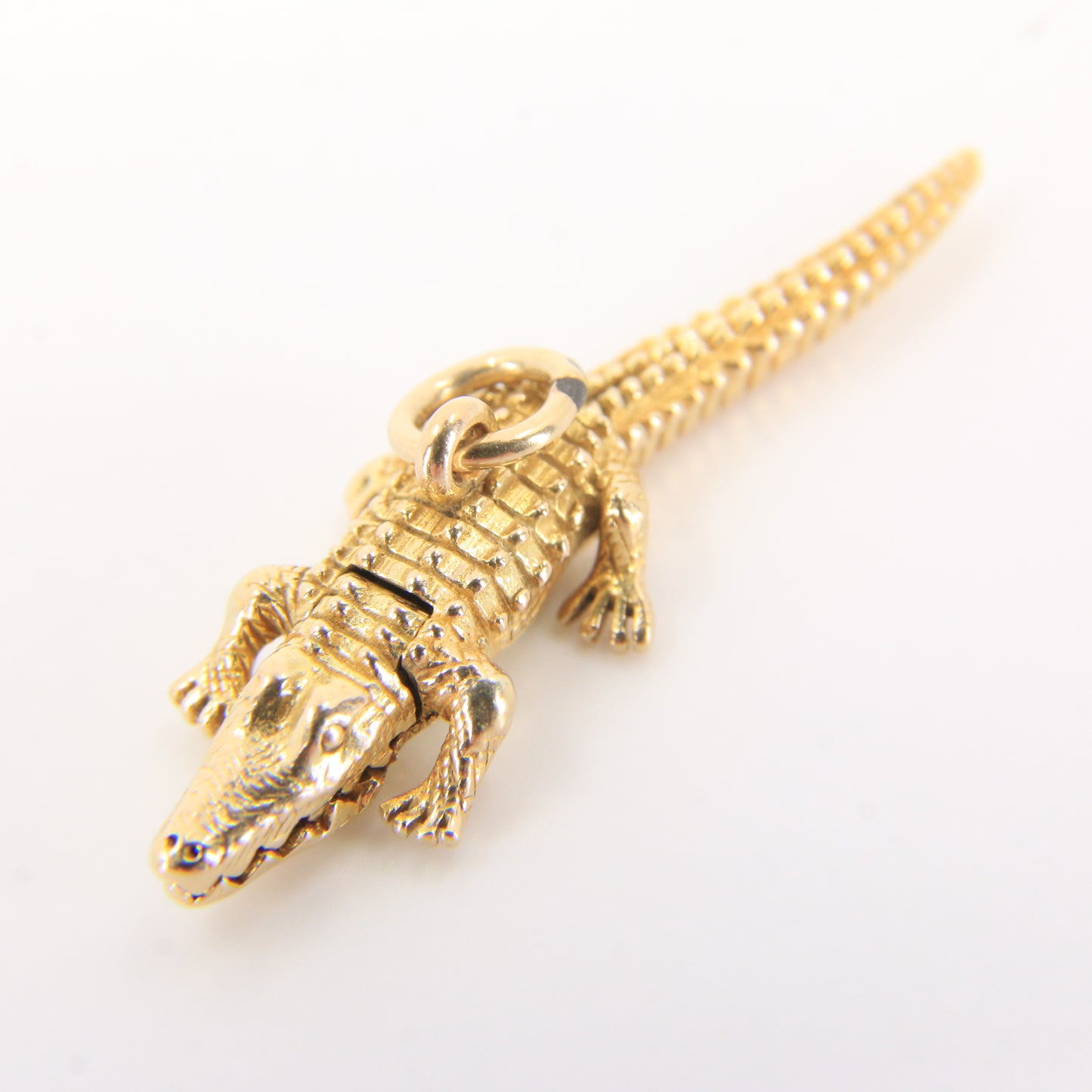 Vintage 9ct Hallmarked Gold Crocodile Pendant Articulated Safari Charm Gift