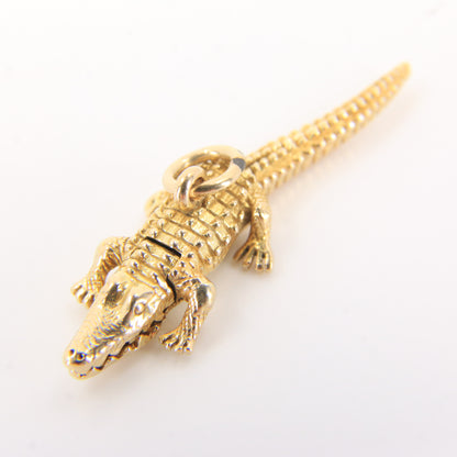 Vintage 9ct Hallmarked Gold Crocodile Pendant Articulated Safari Charm Gift