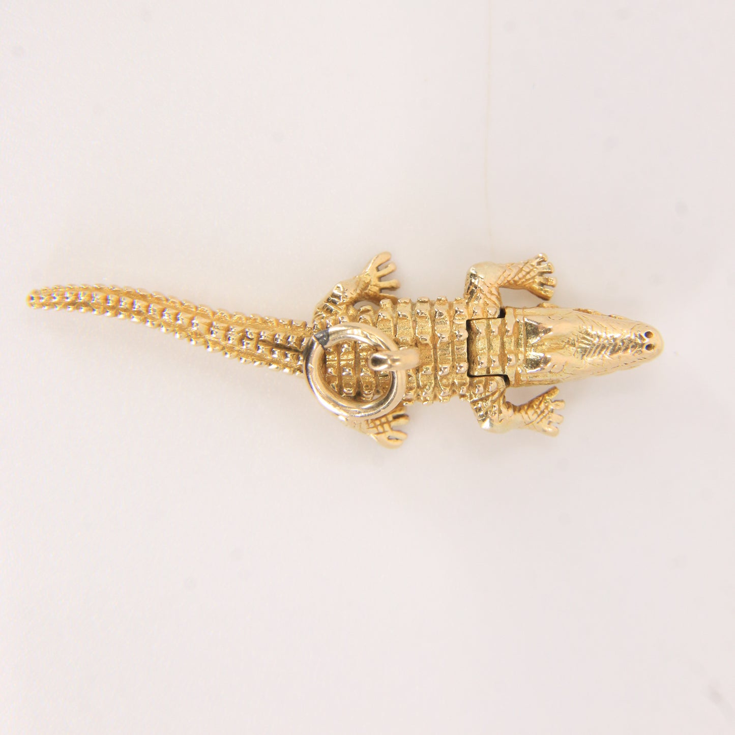 Vintage 9ct Hallmarked Gold Crocodile Pendant Articulated Safari Charm Gift