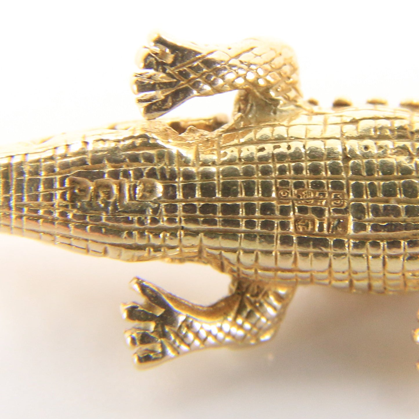 Vintage 9ct Hallmarked Gold Crocodile Pendant Articulated Safari Charm Gift