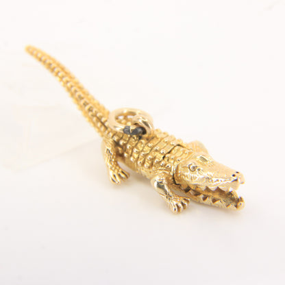 Vintage 9ct Hallmarked Gold Crocodile Pendant Articulated Safari Charm Gift