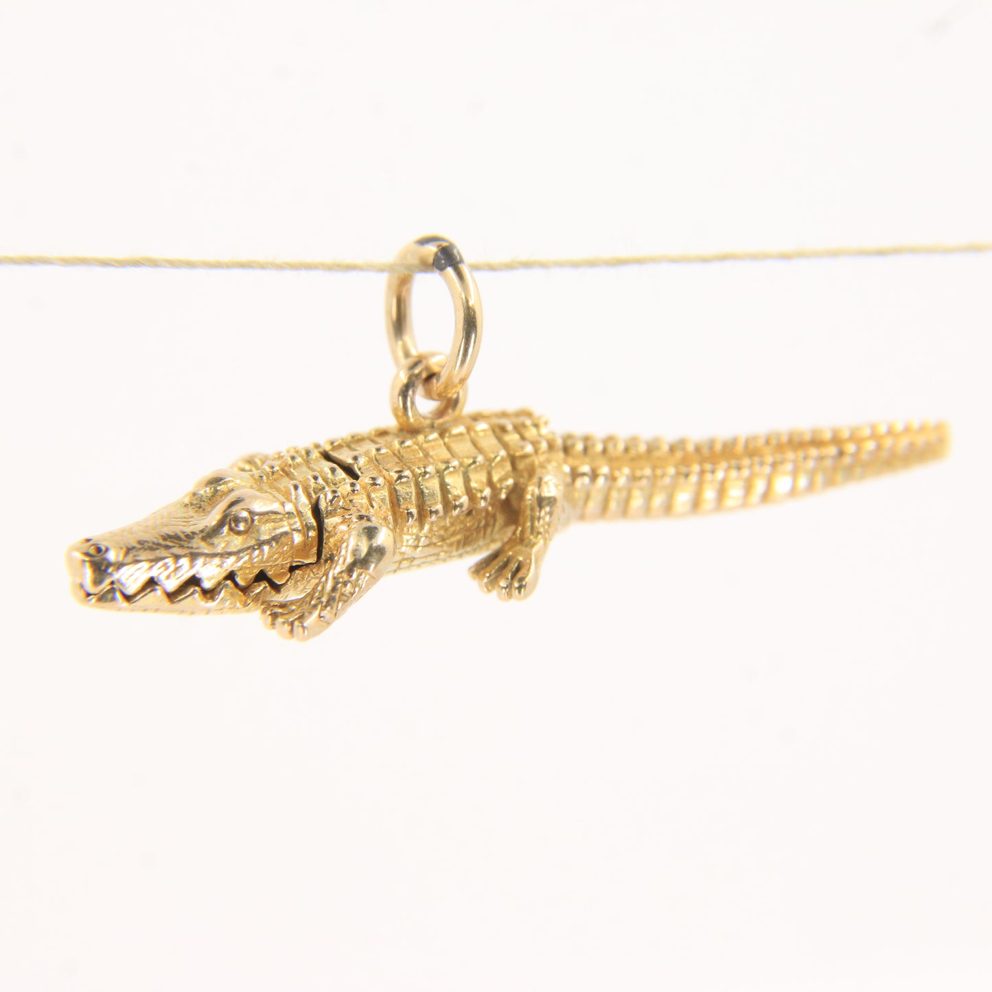 Vintage 9ct Hallmarked Gold Crocodile Pendant Articulated Safari Charm Gift