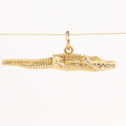 Vintage 9ct Hallmarked Gold Crocodile Pendant Articulated Safari Charm Gift