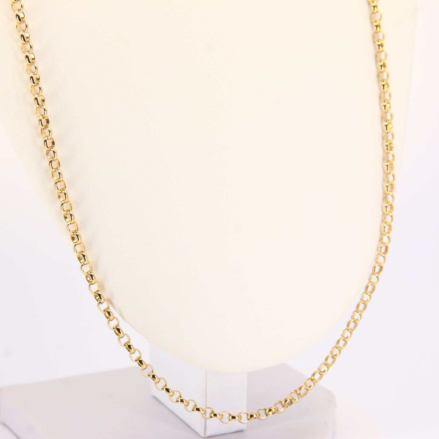 Vintage 9ct 24" Belcher Chain Cable Necklace Hallmarked Yellow Gold Boxed Gift