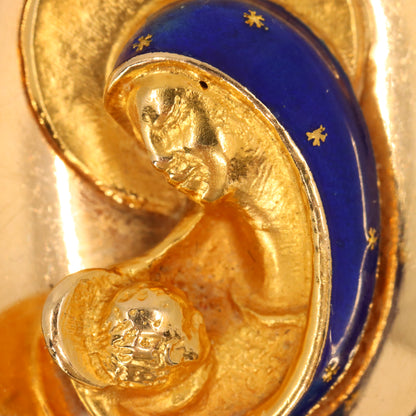 Vintage 18ct Yellow Gold Unoerre Virgin Mary Madonna Religious Pendant Italian