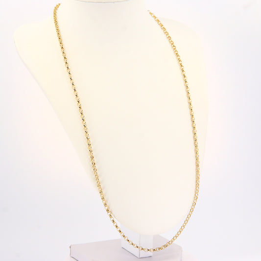 Vintage 9ct 24" Belcher Chain Cable Necklace Hallmarked Yellow Gold Boxed Gift