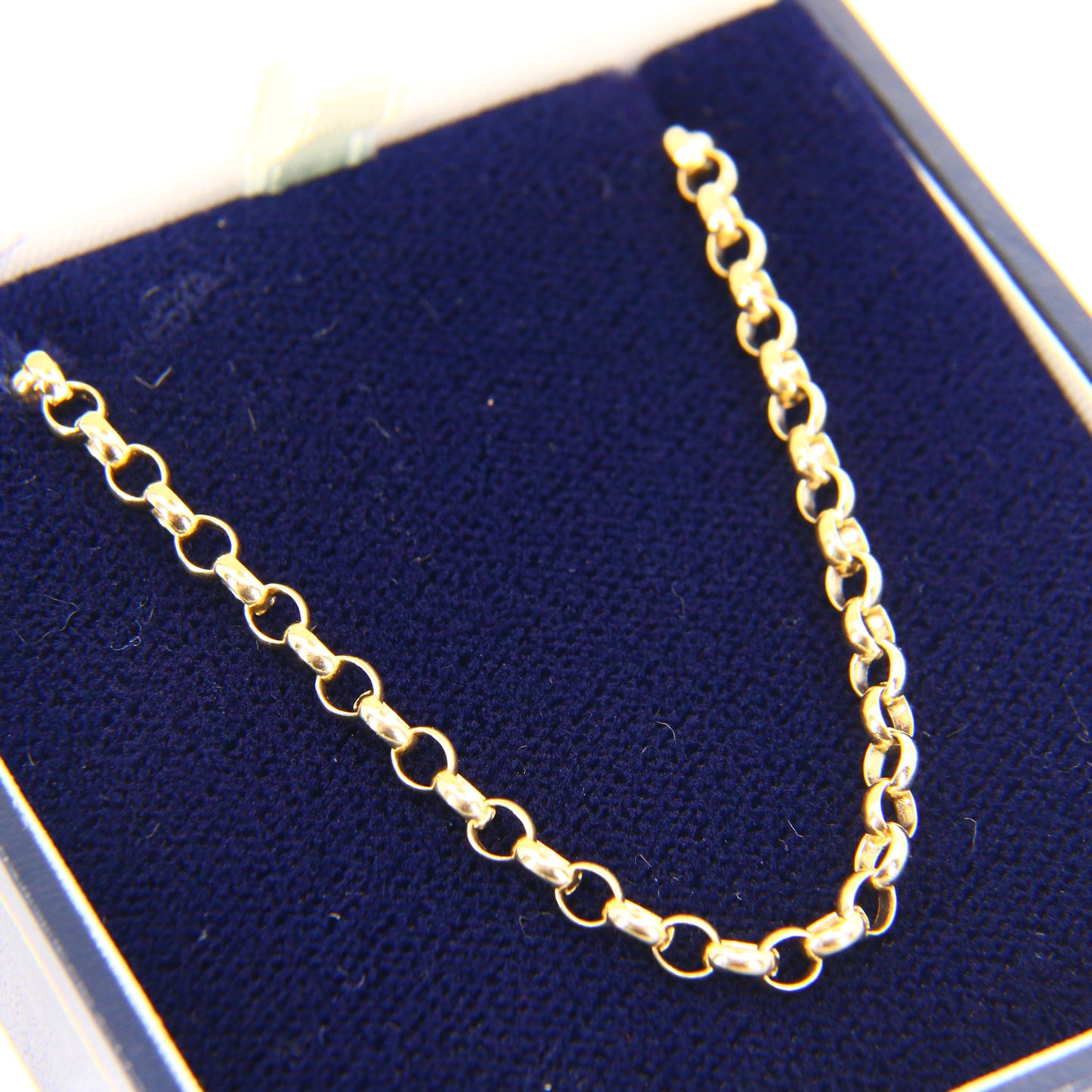 Vintage 9ct 24" Belcher Chain Cable Necklace Hallmarked Yellow Gold Boxed Gift