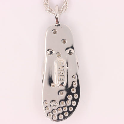 Vintage 18ct Hallmarked White Gold 18 inch Jean Marc Garel Diamond Flip Flop Pendant Necklace
