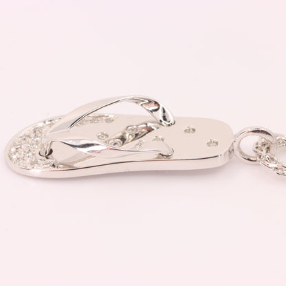 Vintage 18ct Hallmarked White Gold 18 inch Jean Marc Garel Diamond Flip Flop Pendant Necklace