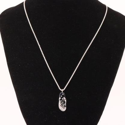 Vintage 18ct Hallmarked White Gold 18 inch Jean Marc Garel Diamond Flip Flop Pendant Necklace