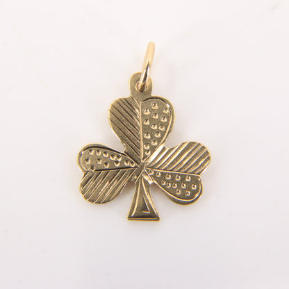 Vintage 9ct Hallmarked Yellow Gold Shamrock Clover Three-Leaf Luck Charm Pendant