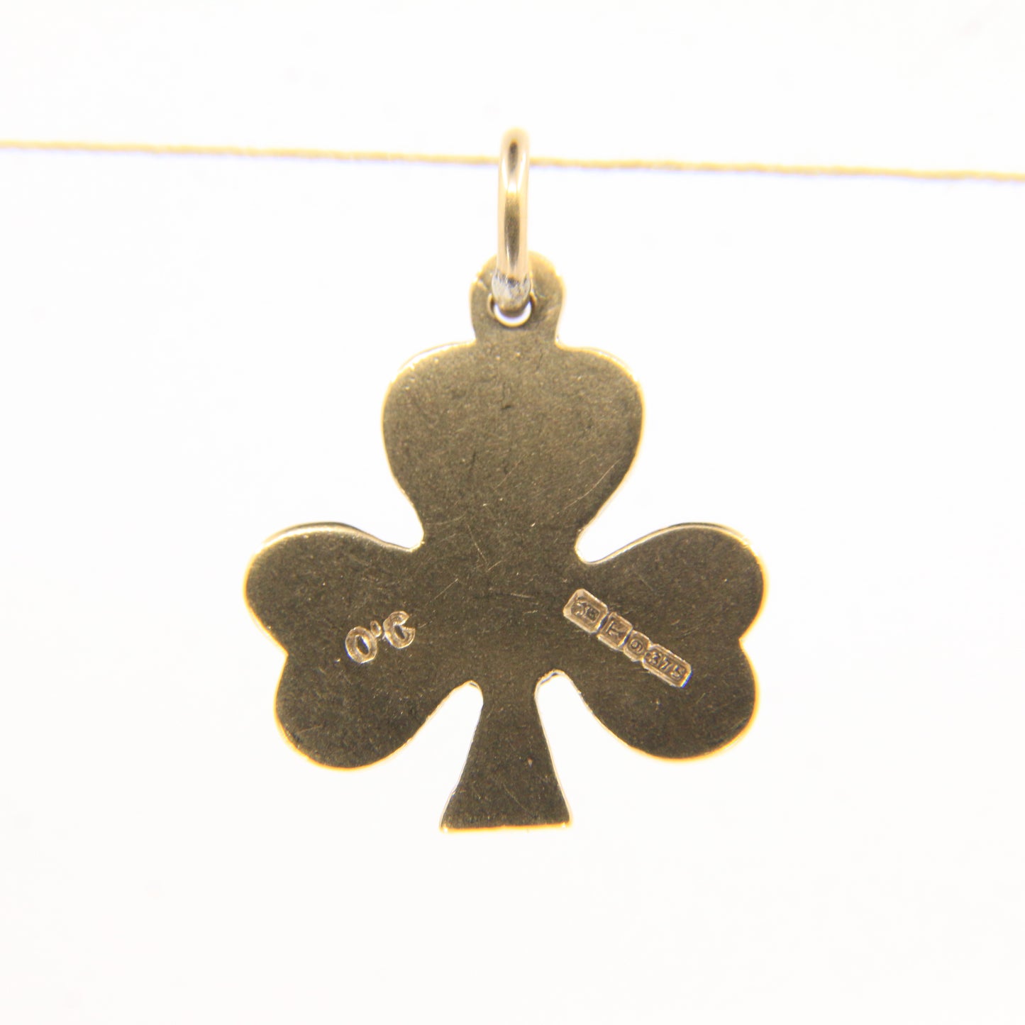 Vintage 9ct Hallmarked Yellow Gold Shamrock Clover Three-Leaf Luck Charm Pendant
