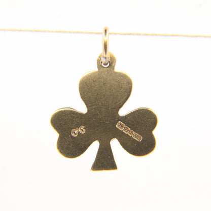 Vintage 9ct Hallmarked Yellow Gold Shamrock Clover Three-Leaf Luck Charm Pendant