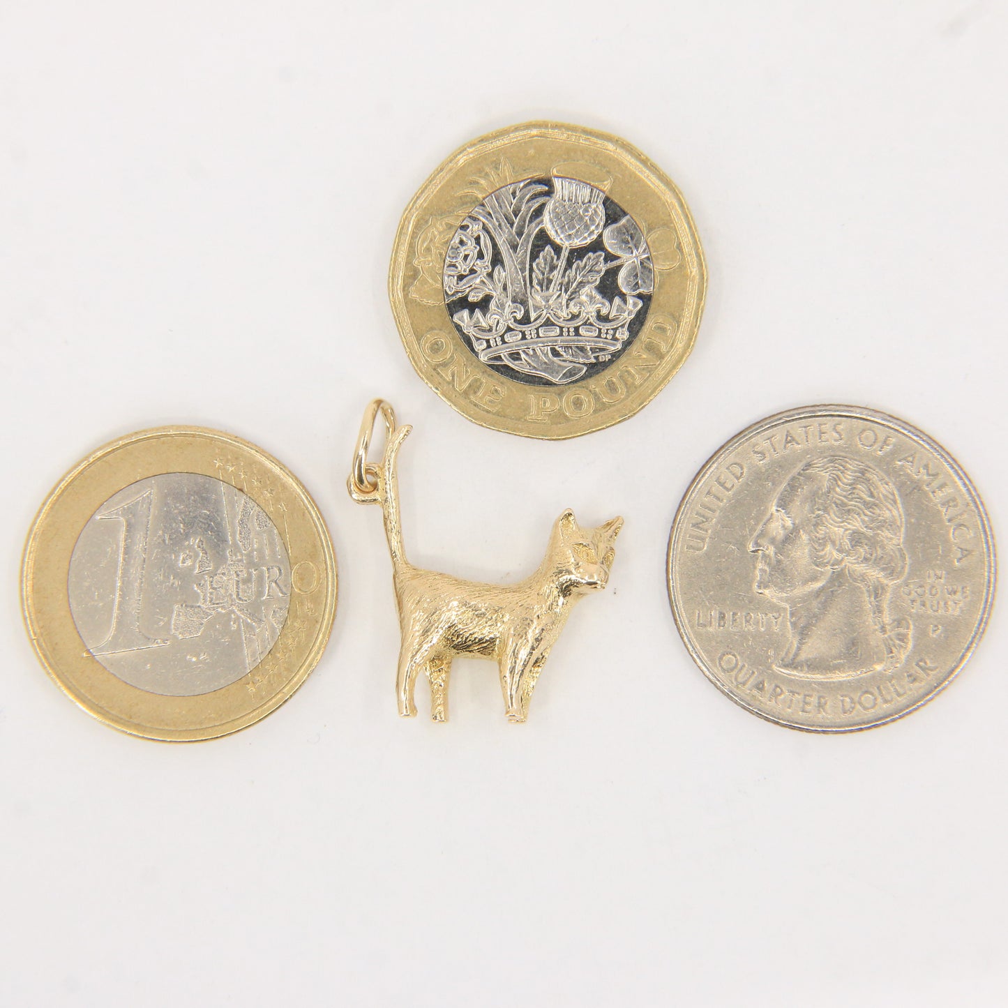 Vintage 9ct Hallmarked Cat Charm Pendant Yellow Gold Long Tailed Feline Gift