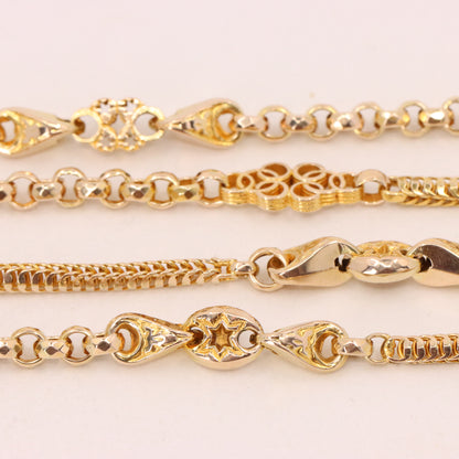 Antique 9ct Yellow Gold 64 Inch Muff Guard Chain Necklace Fancy Link Boxed Gift