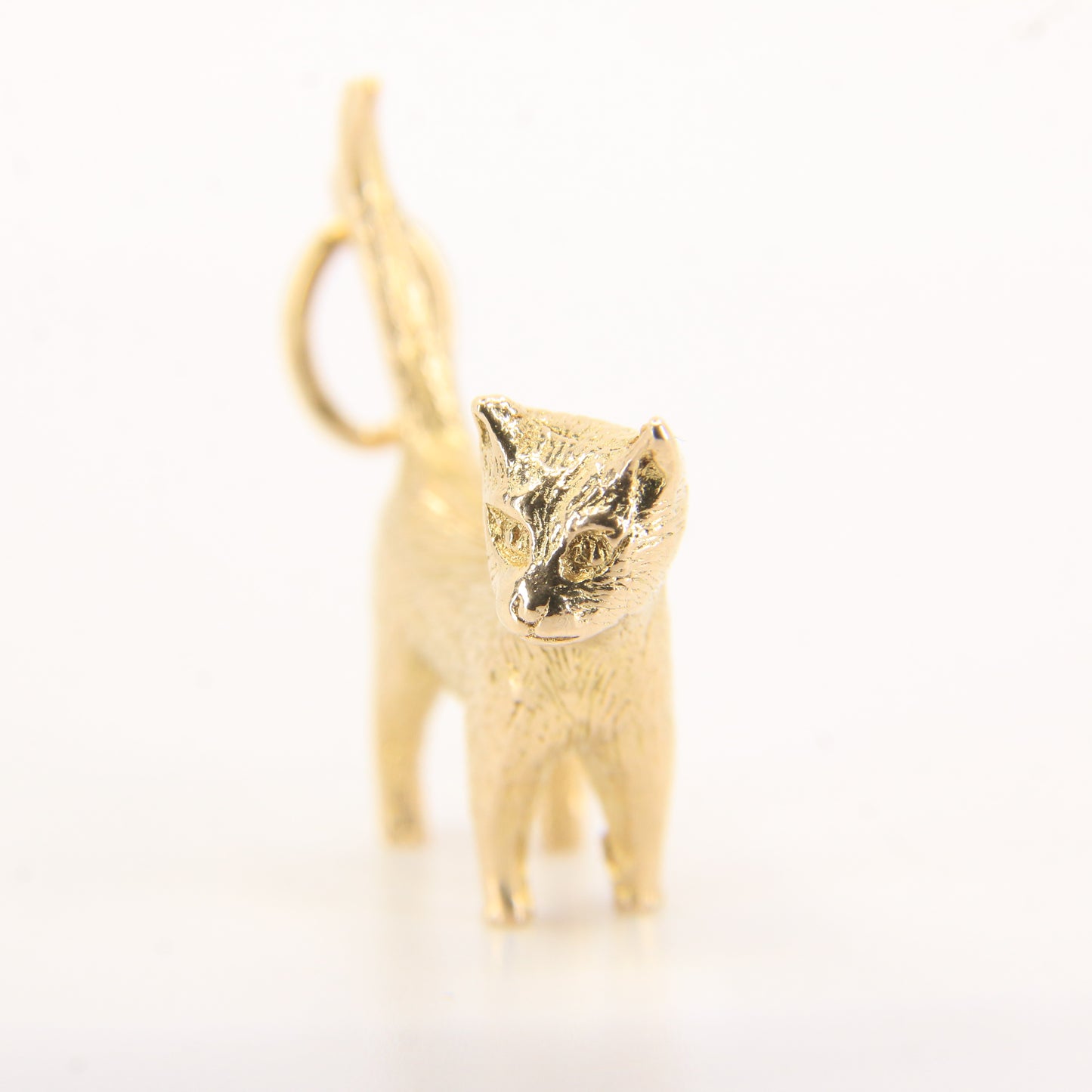 Vintage 9ct Hallmarked Cat Charm Pendant Yellow Gold Long Tailed Feline Gift