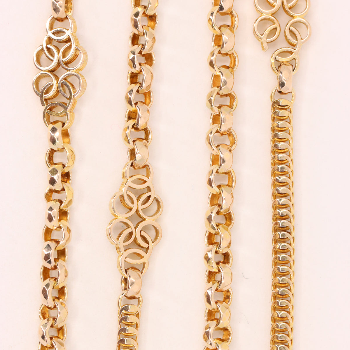 Antique 9ct Yellow Gold 64 Inch Muff Guard Chain Necklace Fancy Link Boxed Gift