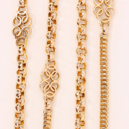 Antique 9ct Yellow Gold 64 Inch Muff Guard Chain Necklace Fancy Link Boxed Gift
