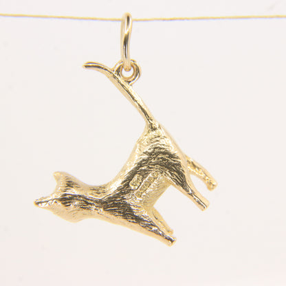 Vintage 9ct Hallmarked Cat Charm Pendant Yellow Gold Long Tailed Feline Gift