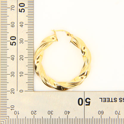 Vintage 9ct Twist Hoop Earrings 9 Carat Yellow Gold Boxed Gift