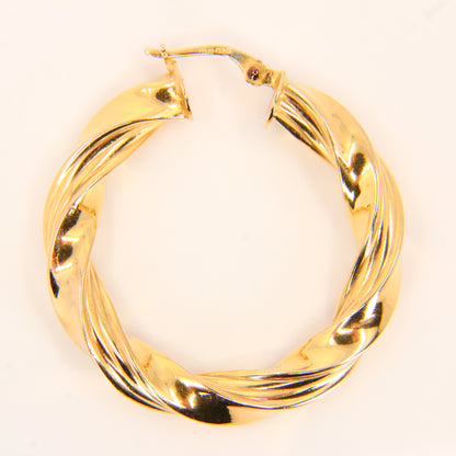 Vintage 9ct Twist Hoop Earrings 9 Carat Yellow Gold Boxed Gift