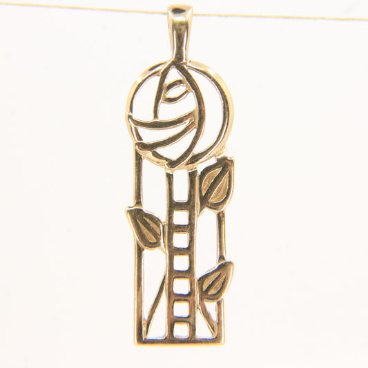 Vintage 9ct Hallmarked Gold Rennie Mackintosh Floral Art Nouveau Pendant Gift