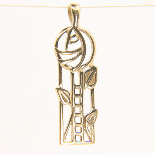 Vintage 9ct Hallmarked Gold Rennie Mackintosh Floral Art Nouveau Pendant Gift